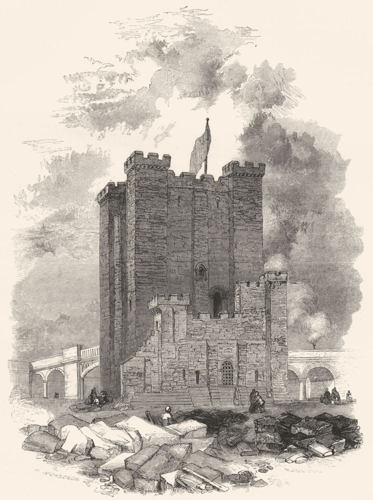 NORTHUMBERLAND. Newcastle. The Castle 1850 old antique vintage print picture